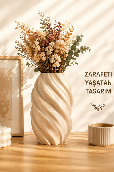İBERİALHOME Helix Dekoratif Vazo | Modern Çiçek Vazosu Ve Saksısı | Salon, Ko...