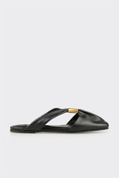 Elle Shoes Siyah Deri Kadın Terlik