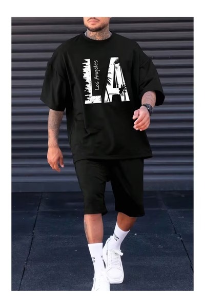 cto your style Men's City Themed Printed Shorts Set 100% Cotton Short Sleeve ...