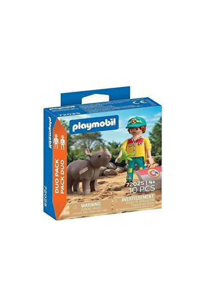 Playmobil Ντουόπακ Φροντιστής Ζώων και Ρινόκερος (72025)
