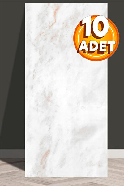 BienHome 10 Adet, 30x60 Cm Beyaz Bej Bulut Kahve Mermer Görünümlü Kendinden Y...