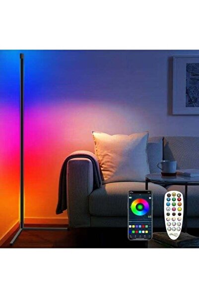 BORTONY مصباح أرضي زاوية LED مع جهاز تحكم عن بعد RGB متعدد الألوان 142 سم