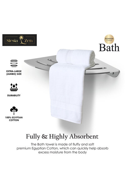 Siesta Zen Premium 100% Egyptian Cotton Bath Towel 70x140cm, Super Soft & Absorbent Towels, 600 GSM, Luxury Spa Hotel Quality, Quick Dry, Fade Resistant (Pack of 2)