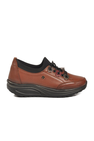 AYAKMOD Pantofi casual de damă ortopedici din piele naturală maronie 2660 Z