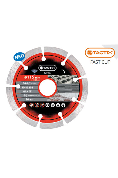 Tactix 425025 Διαμαντοδίσκος Ξηρής Κοπής FAST CUT 125 × 22.2 × 1.20 mm