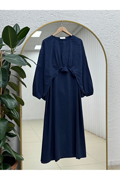MİHRA STORE Bemenya Double Dress with Tie Detail-As4095 Navy Blue