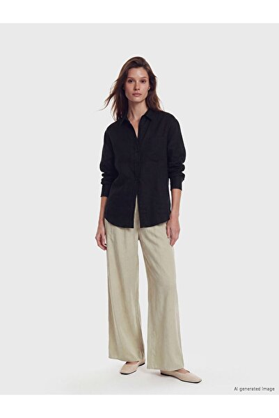 LC Waikiki Lcw Modest Beige Women's Wide Leg Pants with Elastic Waist