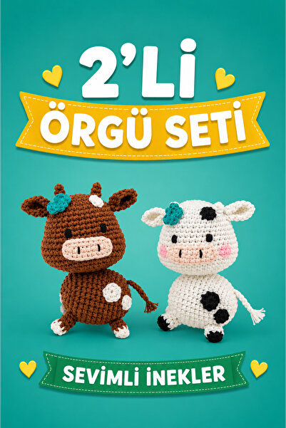 LİVA CRAFT Art & Craft Knitting Set, 2-Piece Cow Amigurumi Knitting Kit, Pro ...