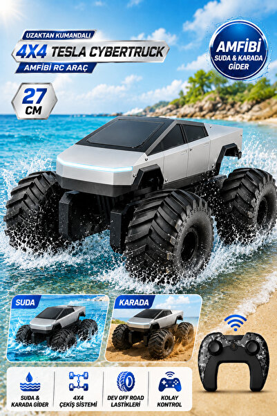 YILDIRIM OYUNCAK Uzaktan Kumandalı 4X4 Amfibi Tesla Cybertruck RC Araba 27cm ...
