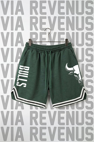 Vordevia Bulls Printed Unisex Vortex Fabric Sports Training Shorts with Strip...