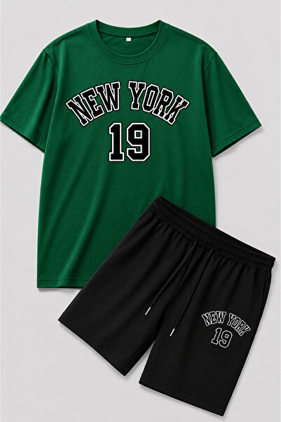 SILATU SET UNISEX CU TRICOU ȘI PANTALONI SCURTĂ CU IMPRIMEU NEW YORK 19