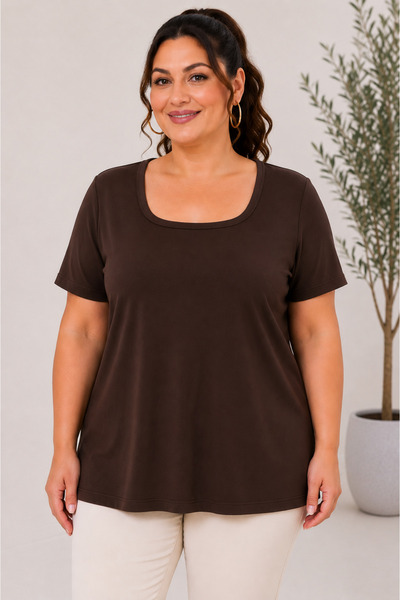 Gülmina Moda Women's Viscose Square Neck Plus Size Blouse