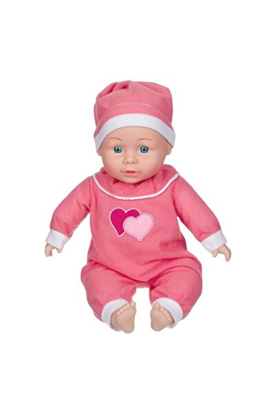 Jumbo Papușă bebeluș cu salopetă fucsia, 36 cm,