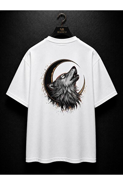 SB BİANCO Lunar Wolf Wolf Printed Oversize Unisex Premium T-Shirt