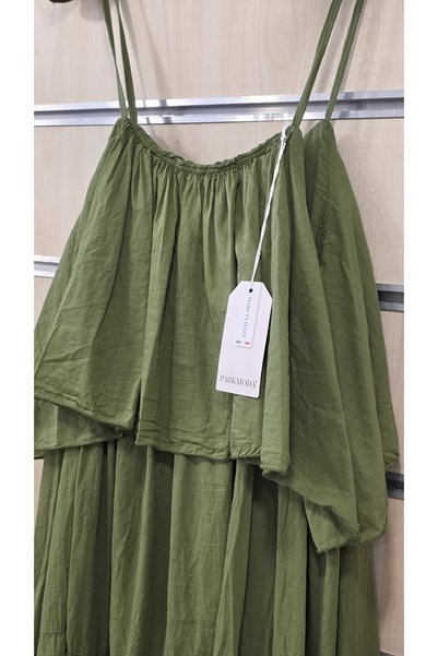 Park Moda Rochie lungă italiană din bumbac cu bretele din șnur