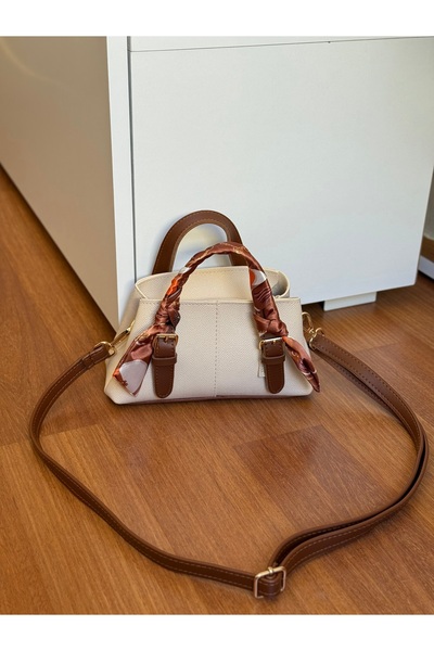 Bagnest Mini Size Women's Hand and Shoulder Bag with Scarf Detail