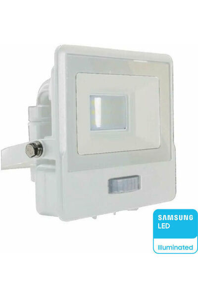 V-TAC Vt-118s Proiector LED Impermeabil 10W Alb Rece 6500K cu Senzor de Mișca...