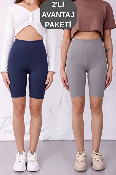 Mijja 2-Pack Women's No-Show Extra Flexible High Waist Biker Ribbed Shorts Le...