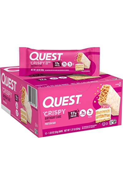 QUEST NUTRITION Crispy Birthday Cake Protein Bar Gluten Free Protein Snack, K...