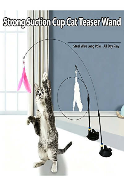 Ewinyar Cat Feather Toys, Suction Cup Base, Interactive Feather Bell Attachme...