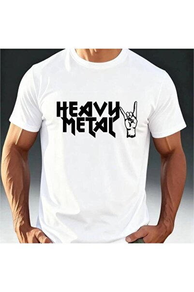 23 nisan تي شيرت رجالي عصري، بتصميم روك مع شعار معدني بطبعة "HEAVY METAL"، طب...