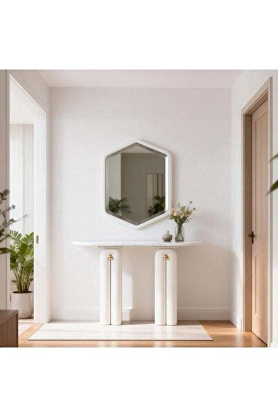 Danube Home طاولة كونسول من رخام قصر مع مرآة |   طاولة متعددة الوظائف لغرفة ا...