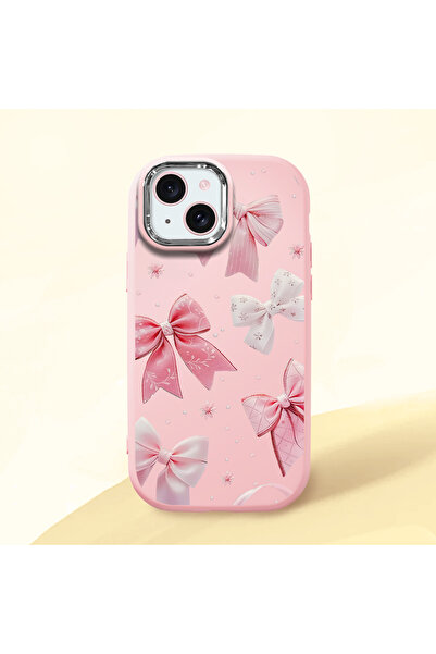 PATTERNOVA iPhone 15 Uyumlu Büyük fiyonk minimalist kılıf, nazik kız tam kapl...