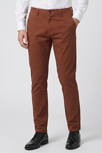 Projek Raw Men Classic Fit Solid Chino Pants, Brown