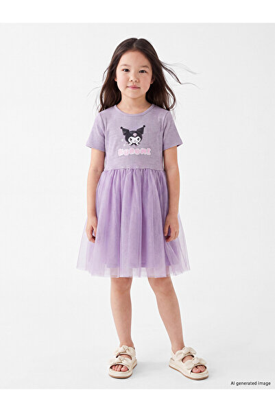 LC Waikiki Trendlucky Kuromi Licensed Girls' Tutu Dress with Difference in Color