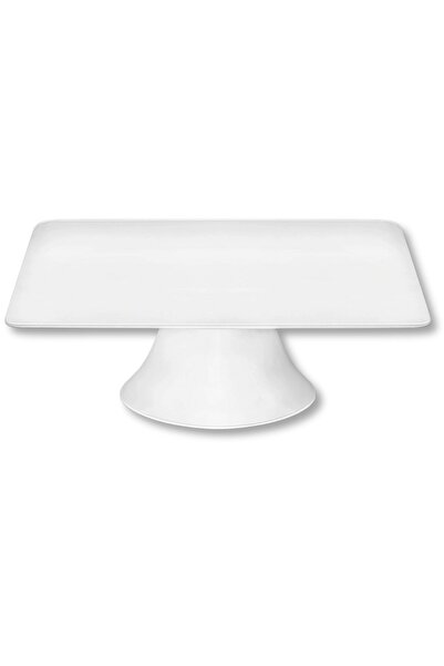 WILMAX ENGLAND Platou tort patrat cu picior, portelan alb, professional, 30x3...