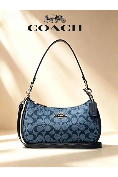 Coach New York Shoulder Bag for Women Denim Blue Crossbody bag Handbag Messag...