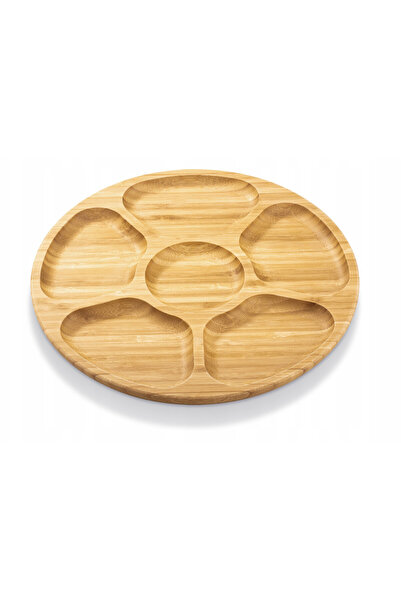 WILMAX ENGLAND Platou compartimentat rotund din bambus, 6 sectiuni, pentru ap...