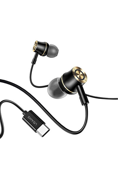 Usams earphones με μικρόφωνο US-SJ482, USB-C σύνδεση, Φ10mm, 1.2m, μαύρα