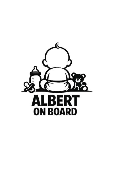 OEM Autocolant decorativ auto  "ALBERT ON BOARD ", 10cm, Negru