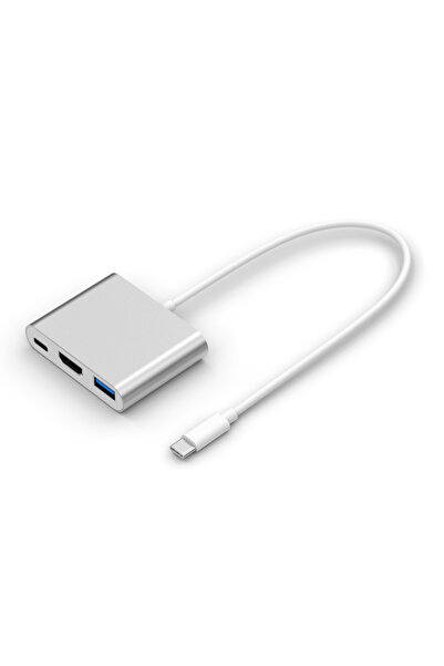 POWERTECH docking station CAB-UC004, 3 θυρών, USB-C σύνδεση, ασημί