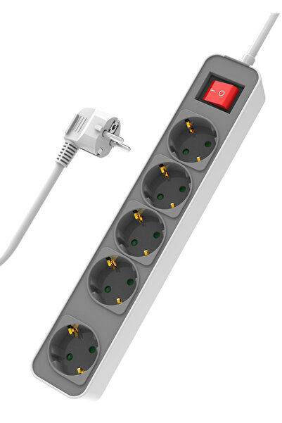 POWERTECH πολύπριζο ασφαλείας PT-1057, 5x schuko, 16A, 1.4m, λευκό