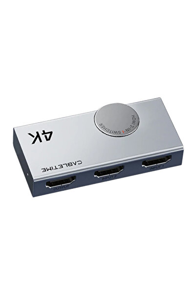 Cabletime Διακόπτης HDMI CT-HS4K2-AG, 2 σε 1, 4K/60Hz, αμφίδρομος, γκρι