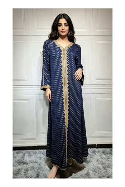 Generic Elegant Muslim Long Sleeve Dress for Women, Islamic Arab Casual Robe,...