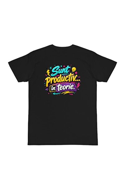 OEM Tricou personalizat cu mesaj: Sunt productiv... în teorie, 100% bumbac, n...