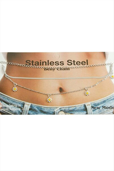 Marsilyan Papatya Mineli Steel Waist Belly Chain Ilkel-Bjt940