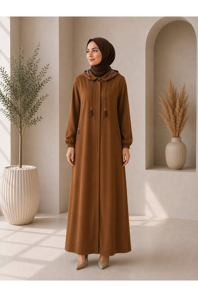 BİDESİNG Dia Store Rahat Kalıp Taba Tesettür Ferace