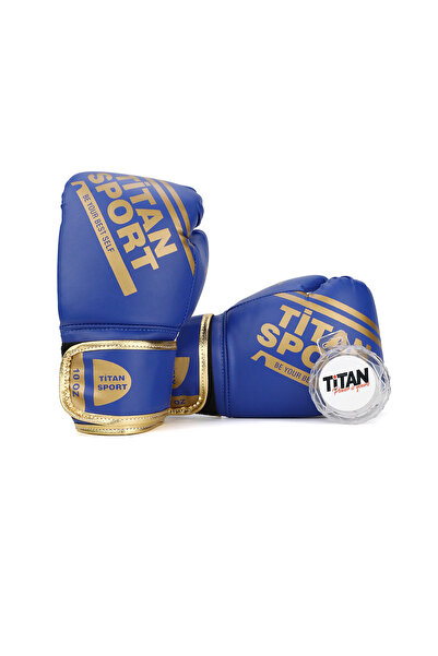 Titan Sport Profesyonel Boks Eldiveni Mavi Gold, Kick Boks, Muay Thai, Fitnes...