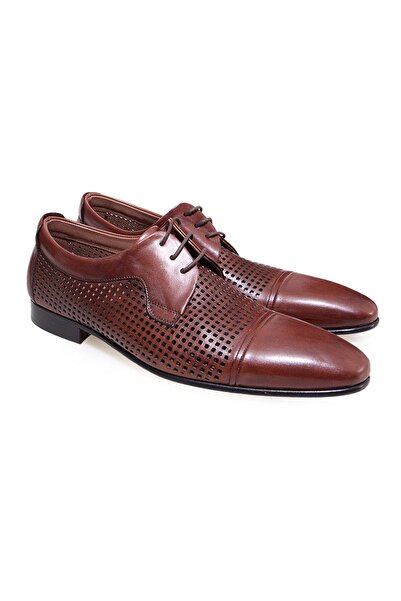FRANCO CALVANI Brown Lace-Up Genuine Leather Men's Shoes