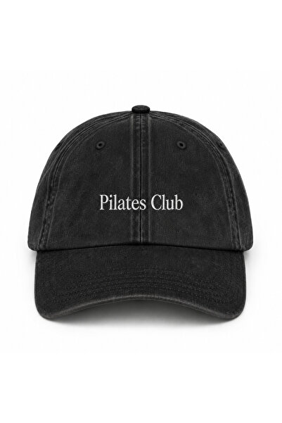 WeavedCo Pilates Club White Embroidered Hat, Pilates Club Vintage Washed Base...