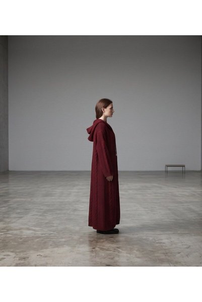 alqarat The Rima Winter Bisht – Long Hooded Knit Cardigan