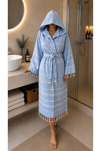 AHSEN TASARIM Hooded 100% Cotton Peştamel Bathrobe