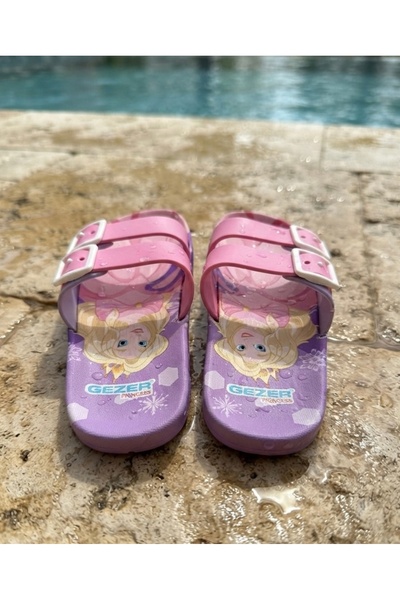 GEZER Papuci de vară pentru fete cu talpă anti-alunecare cu două catarame