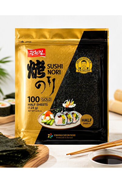 Kwang Cheon Alge Sushi Nori Jumătăți – 100 Bucăți, 125 g – Foi Nori pentru Su...