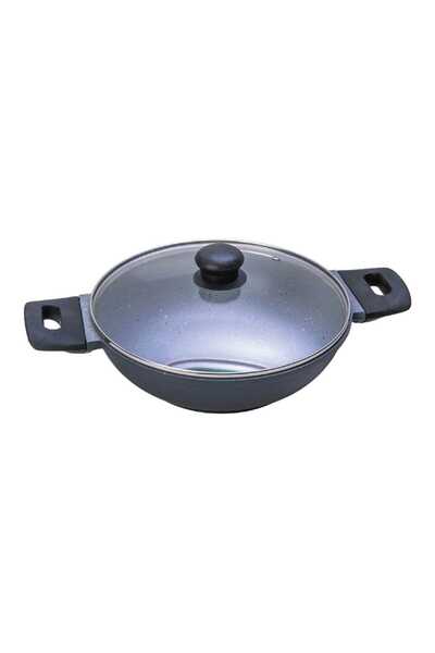 Chefline 24 cm Die Cast Kadai with Glass Lid