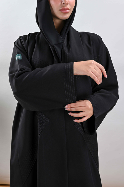 Lavin Crepe Abaya with Pockets and Black Embroidery